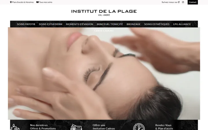 Page d’accueil du site Institut de la Plage