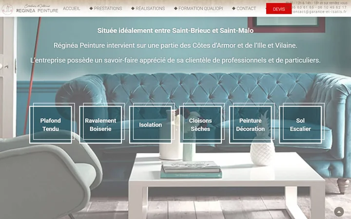 Page d’accueil du site Réginéa Peinture
