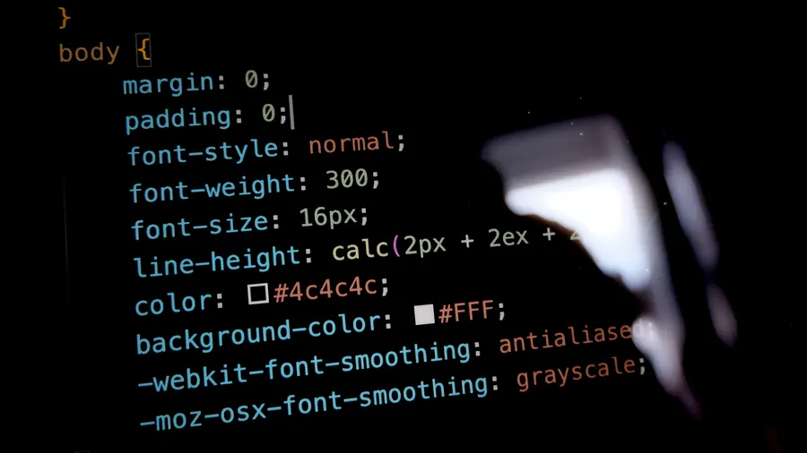 Code CSS affiché sur un écran sombre