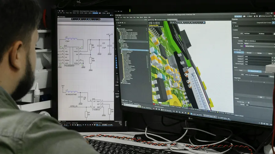Homme qui consulte des plans techniques sur plusieurs écrans
