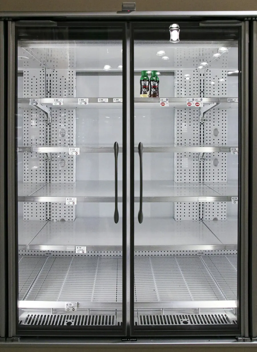 Armoire réfrigérée inox vide, portes ouvertes