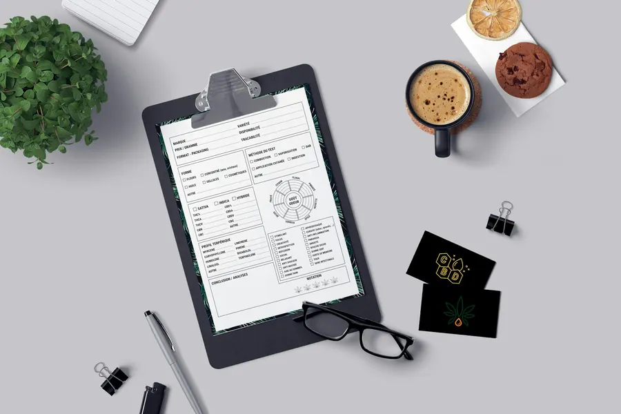 Registre de sécurité ouvert sur un comptoir, rapport sur tablette à côté