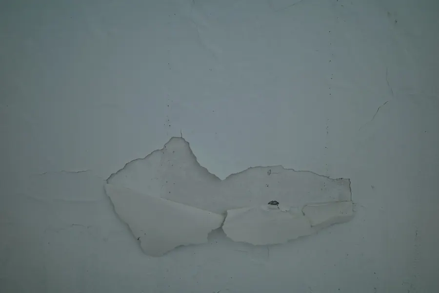 Cloque d'humidité sur un plafond clair, signe d'une fuite